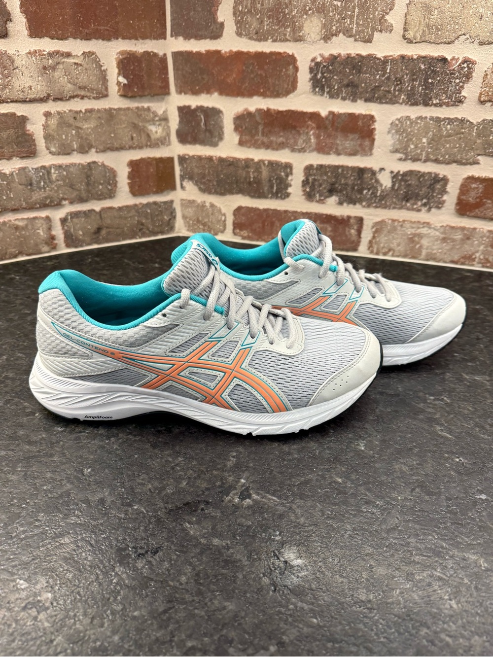 ASICS Women's Gel Contend 6 Running Shoes, Grey/Coral/Teal, Sz 10Wide, NWOT